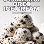 Homemade Easy 3-Ingredient Oreo Ice Cream with crushed cookie chunks, served in a white bowl on a clean marble countertop at FoodForYourGood.com