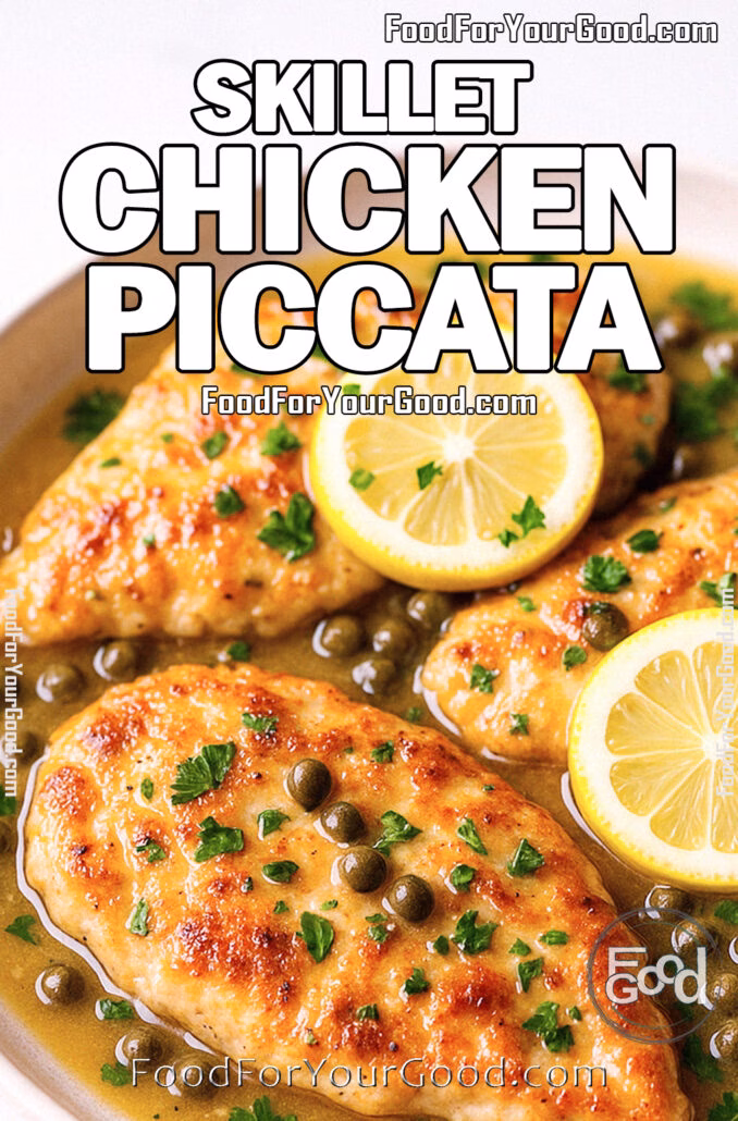 Skillet Chicken Piccata Skillet Chicken Piccata with lemon slices, capers, and fresh parsley in buttery sauce