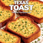 Thick golden slices of Buttery Garlic Texas Toast garnished with parsley on a round plate.