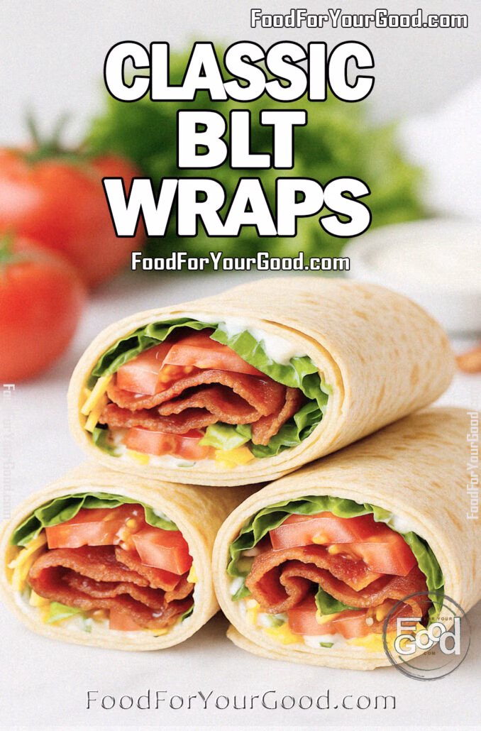 Classic BLT Wraps Classic BLT Wraps rolled in tortillas, filled with bacon, lettuce, tomato, cheddar cheese, and creamy sauce.