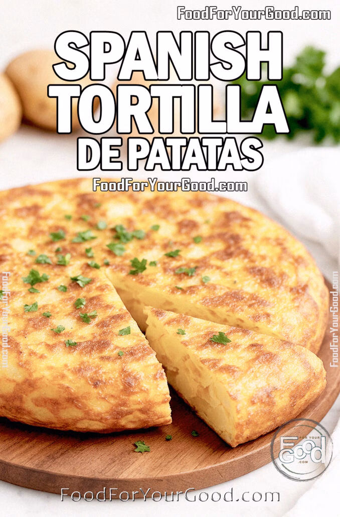Spanish Tortilla de Patatas Spanish Tortilla de Patatas served on a white marble surface, garnished with parsley, with potatoes and onion in the background.